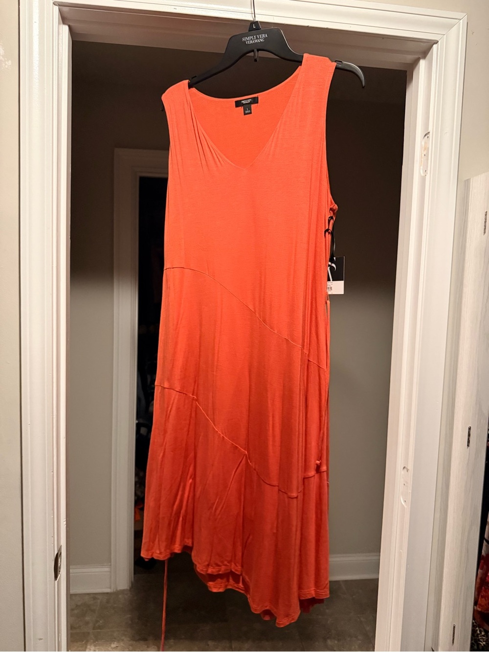 Simply Vera Vera Wang Orange Sleeveless V-Neck Midi Dress